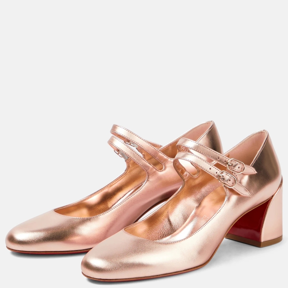 Christian Louboutin Metallic Rose Heels - Picture 5 of 6